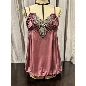 Ann Ferriday VTG Beaded Draped Jersey Bubble Top M